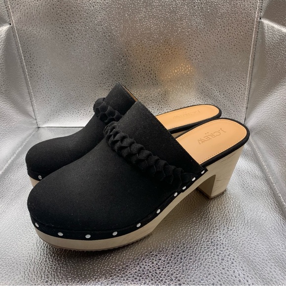 J.Crew Women's Sueded Vegan Leather Clogs Black With Silver Stud Detail 9.5 - Picture 3 of 9